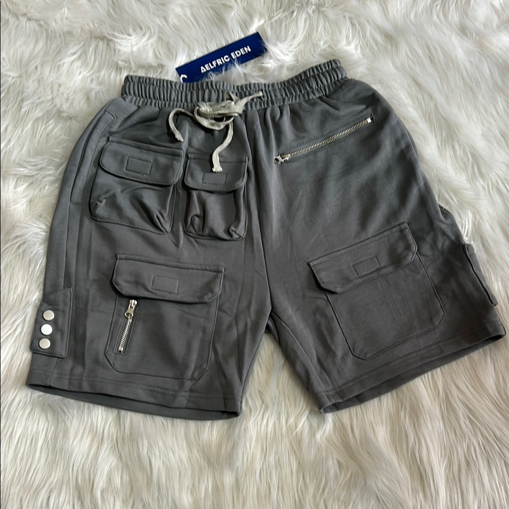 Aelfric Eden Charcoal Gray Multi-Pocket Cargo Shorts
